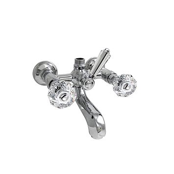 Nicolazzi Teide Смеситель для ванны для душевой стойки настенный, ручки Crystal handle, цвет: хром