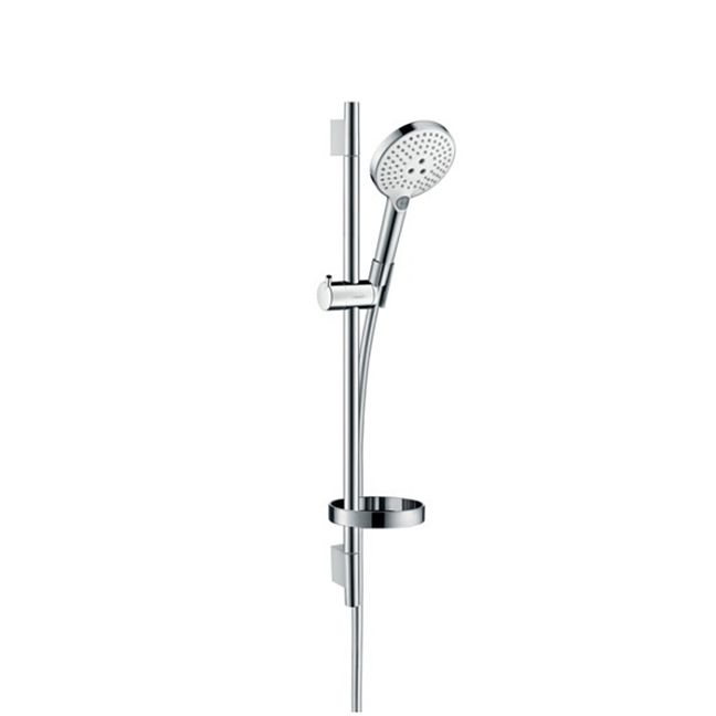 Душевой набор Hansgrohe Raindance Select S: штанга 65см., ручной душ 120, 3jet (Rain, RainAir, WhirlAir), мыльница, шланг, цвет: белый/хром