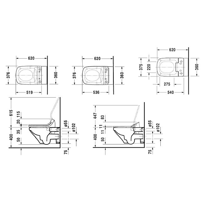 Duravit DuraStyle SensoWash Унитаз подвесной Rimless без смывного края, с вертикальным смывом, только в сочетании с SensoWash, включая компоненты для