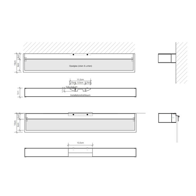 Decor Walther Box 60 Светильник настенный 60x10x5см, 3x R7S 78mm max. 100W, цвет: хром