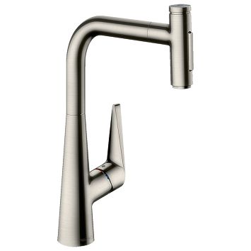 Смеситель для кухни Hansgrohe Talis Select M51 на 1 отв, поворотный излив: 22см с вытяжным душем, 2jet, h:28.8см, sBox, кнопка вкл/выкл, цвет: нержавейка