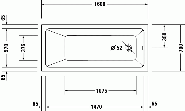 Duravit No1 Акриловая ванная 160х70см, цвет: белый глянец