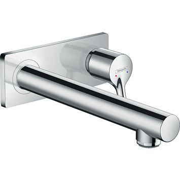 Смеситель для раковины Hansgrohe Talis S однорычажный, настенный, излив: 22,5см., внешняя часть, цвет: хром