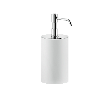 Дозатор для жидкого мыла Gessi Anello, настольный, белый, цвет (149) матовый никель.
