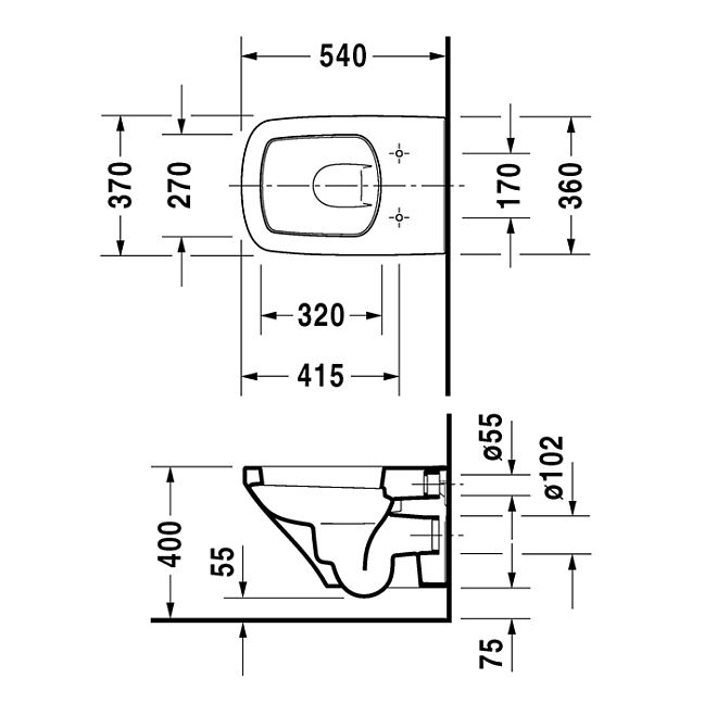 Duravit DuraStyle Унитаз подвесной 540х370 мм,  с креплением,  цвет: белый