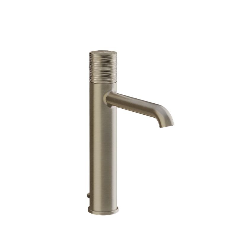 Смеситель для раковины средней высоты с донным клапаном и соединительными шлангами Gessi Habito Trame, цвет Warm Bronze PVD