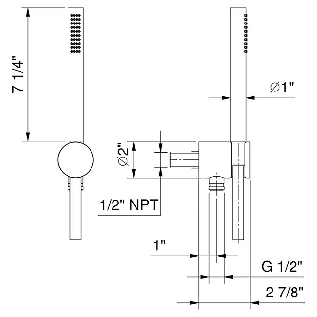 Fantini AF/21 Душевой набор: вывод воды 1/2”, шланг 150 см, ручная лейка FIT, держатель для лейки, цвет: хром