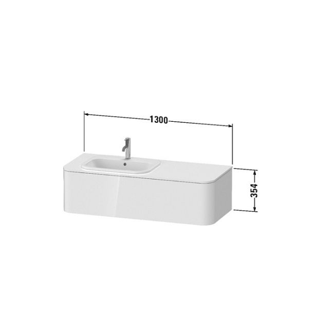 Duravit Happy D.2 Plus Столешница 16x1300x550мм для тумбы #HP4932, HP4942, HP4952 ,HP4962, HP4972 с вырезом под 1 раковину, цвет: graphite supermatt