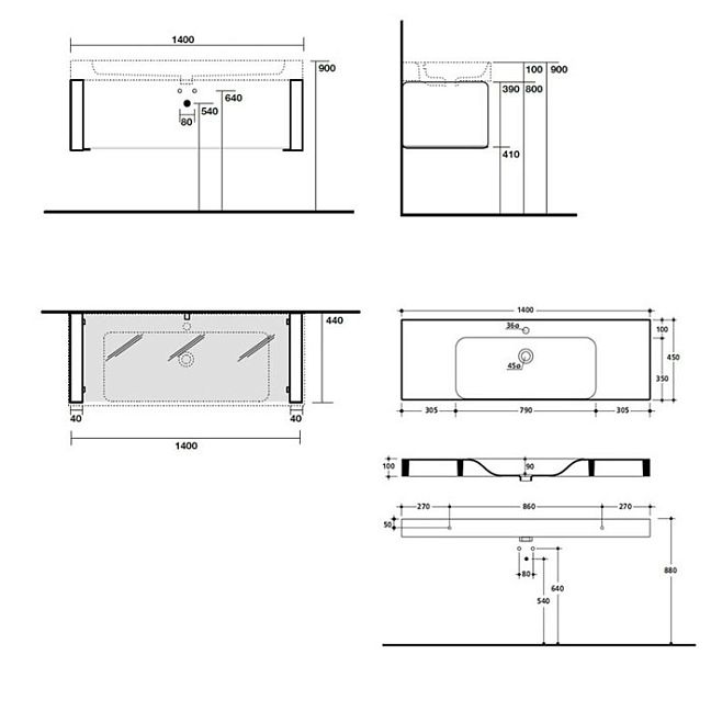 Раковина KERASAN CENTO 50x45 полувстраиваемая, с 1 отв. под смеситель, цвет белый