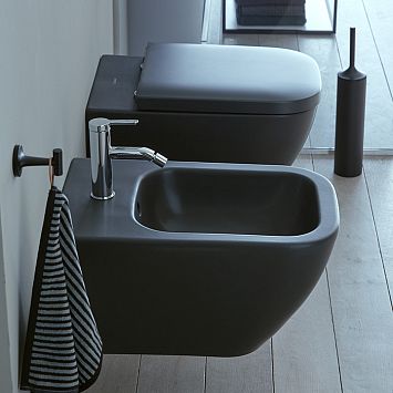 Duravit Happy D.2 Биде подвесное 355x540мм, с переливом 1 отв для смес. , цвет: антрацит матовый