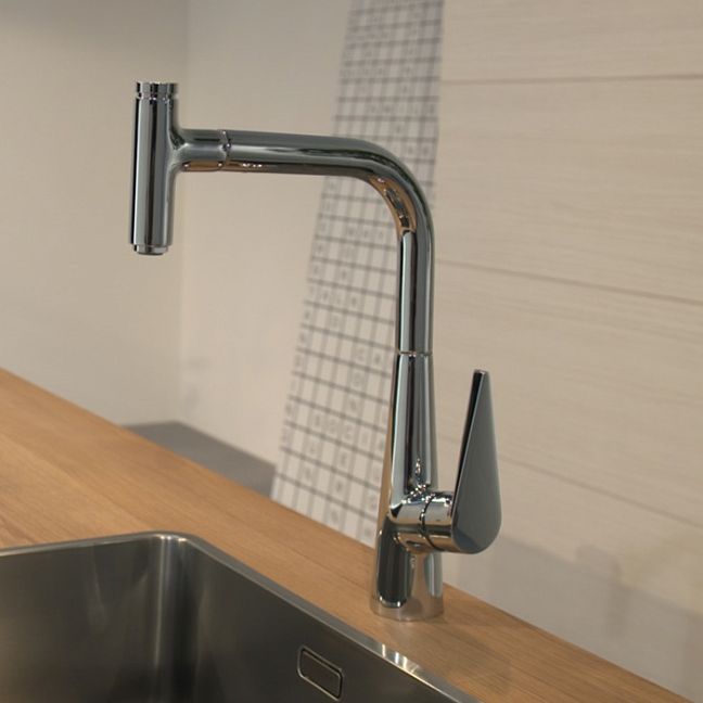 Смеситель для кухни Hansgrohe Kitchen Кухонный однорычажный, с вытяжным изливом, хром