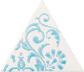 Керамическая плитка Petracers Triangolo Ricciolo Azzurro Su Bianco 17x17