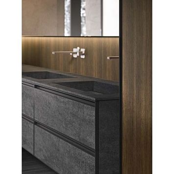 Arbi Absolute База под раковину с 2мя ящиками 85x50xh49 рама -Nero, корпус-Nero WD, фасад-Rovere Spesart