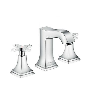 Смеситель для раковины Hansgrohe Metropol 3 отв., изилив: 12,6см., с доным клапаном, цвет: хром