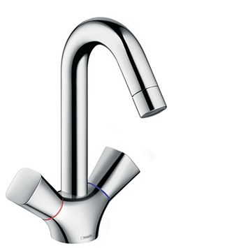 Смеситель для раковины Hansgrohe Logis на 1 отв, с 2 ручками, цвет: хром