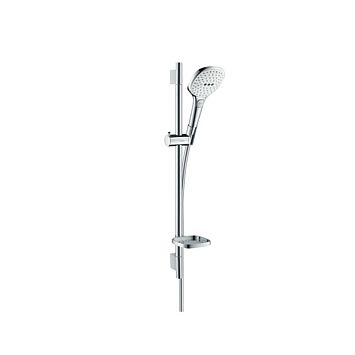 Душевой набор Hansgrohe Raindance Select E: штанга 65см., ручной душ 120, 3jet (Rain, RainAir, WhirlAir), EcoSmart, мыльница, шланг, цвет: белый/хром