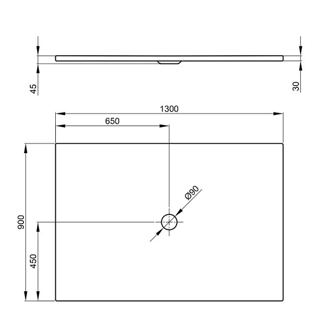 BETTE Floor Душевой поддон прямоугольный 130х90см, D9см, цвет: белый