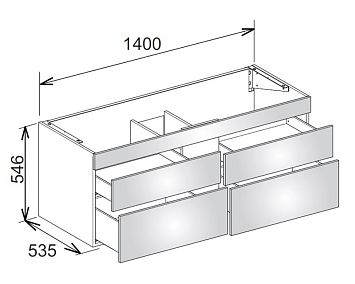 Keuco Edition 400 Внутренний разделитель 215 x 80 x 372 мм для фронтального выдвижного ящика глубиной 535 мм