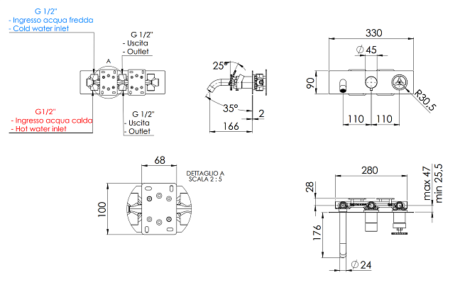 Смеситель для ванны Remer Chrono CH54D3