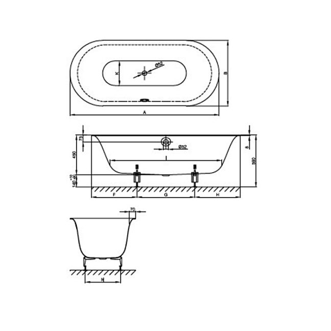 BetteLux Oval Ванна встраиваемая овальная с шумоизоляцией 180x80x45 см, цвет черное дерево(матовый)  (для удлиненного слива-перелива)