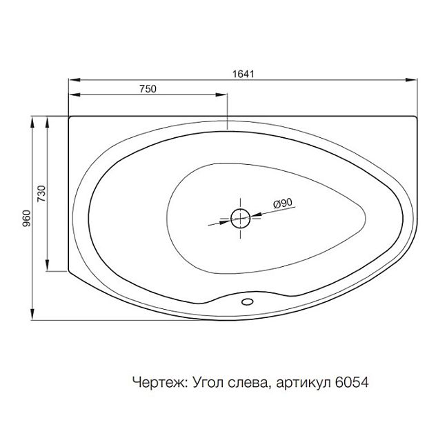 BETTE Pool II Comfort Ванна левосторонняя 164х96х45, с самоочищающимся покрытием BetteGlasur  Plus, белая