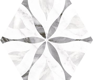 Equipe Керамогранит Bardiglio Hexagon Décor Flower 17,5x20x0,83