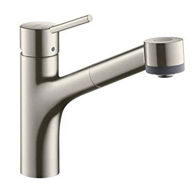 Смеситель для кухни Hansgrohe Talis M52 на 1 отв, поворотный излив: 22.2см с вытяжным душем, 2jet, h:16.5см, цвет: нержавейка