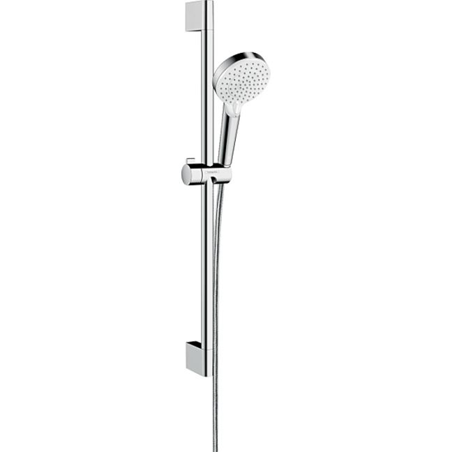 Душевой набор Hansgrohe Crometta Vario Unica: штанга 650mm, ручной душ, 2jet (Rain, IntenseRain), EcoSmart, шланг, цвет: белый/хром