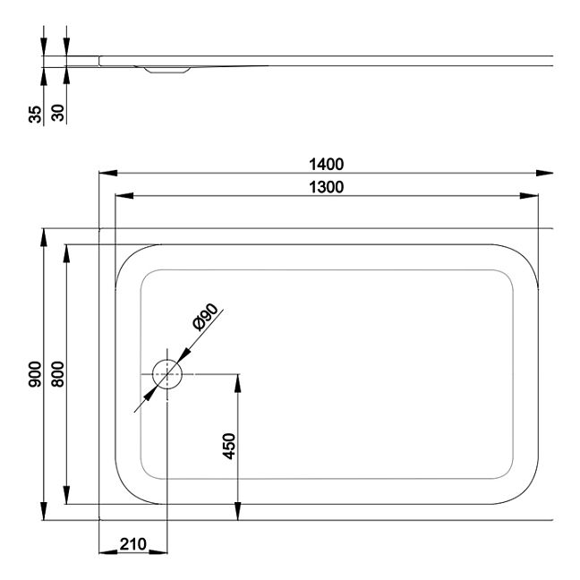 BETTE Ultra Душевой поддон 140х90х3.5см., прямоугольный, в комплекте с шумоизоляцией, BetteGlasur Plus, BetteАнтислип, сталь, цвет: белый