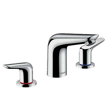 Смеситель для раковины Hansgrohe Novus 100, на 3 отверстия, с донным клапаном, хром