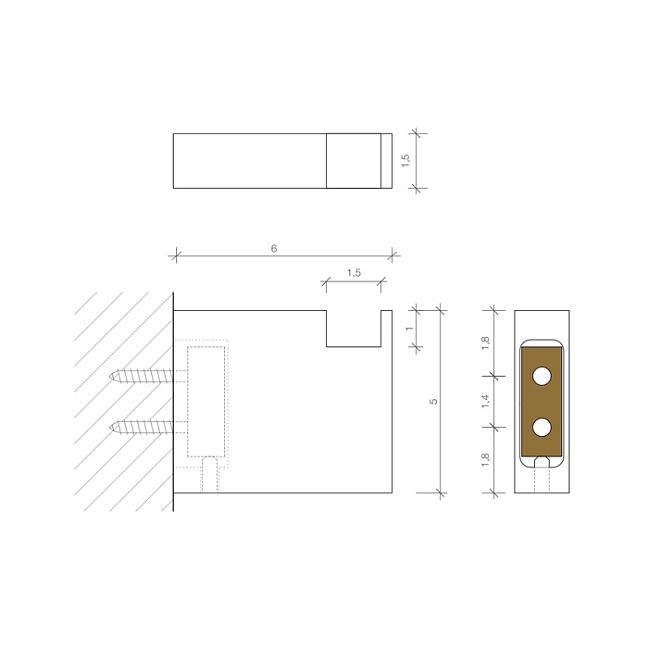 Decor Walther Brick HAK1 Крючок, цвет: никель сатинированный