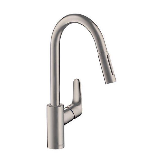 Смеситель для кухни Hansgrohe Focus M41 на 1 отв, поворотный излив: 22см с вытяжным душем, 2jet, h:22.6см, sBox, цвет: нержавейка