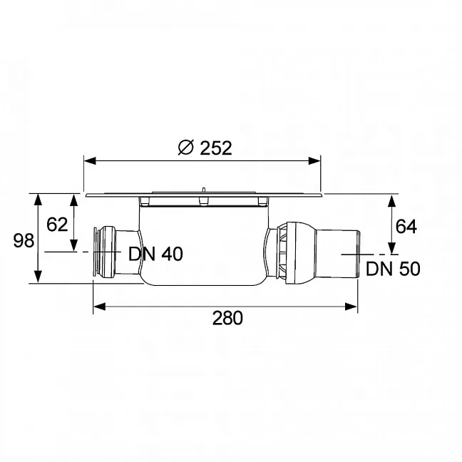 Сифон TECEdrainpoint S DN 50, стандартный, с универсальным фланцем  Seal System