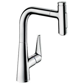 Смеситель для кухни Hansgrohe Talis Select M51 на 1 отв, поворотный излив: 20.8см с вытяжным душем, 2jet, h:22.3см, sBox, кнопка вкл/выкл, цвет: хром