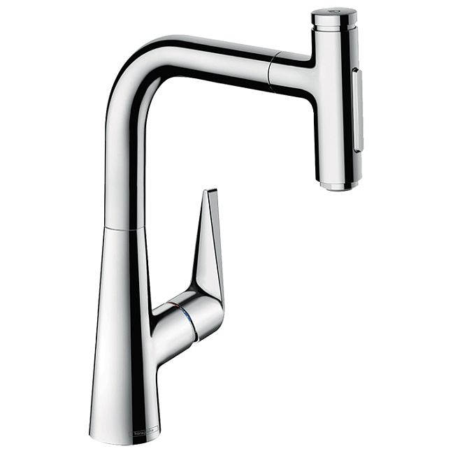 Смеситель для кухни Hansgrohe Talis Select M51 на 1 отв, поворотный излив: 20.8см с вытяжным душем, 2jet, h:22.3см, sBox, кнопка вкл/выкл, цвет: хром