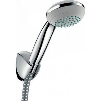 Ручной душ Hansgrohe Crometta 85 1 jet с настенным держателем, цвет: хром/белый