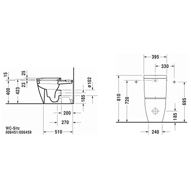 Duravit Happy D.2 Бачок с механизмом двойного смыва, хром, 6/3 л., для подключения снизу слева, 395x160мм, цвет: Белый