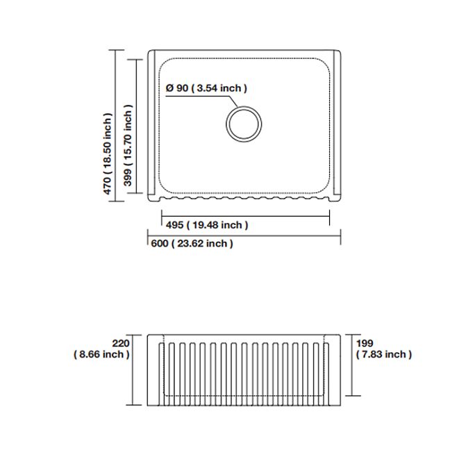 KERASAN HANNAH Hampshire кухонная 800x470x220 мм, без отв под смеситель, цвет: белый