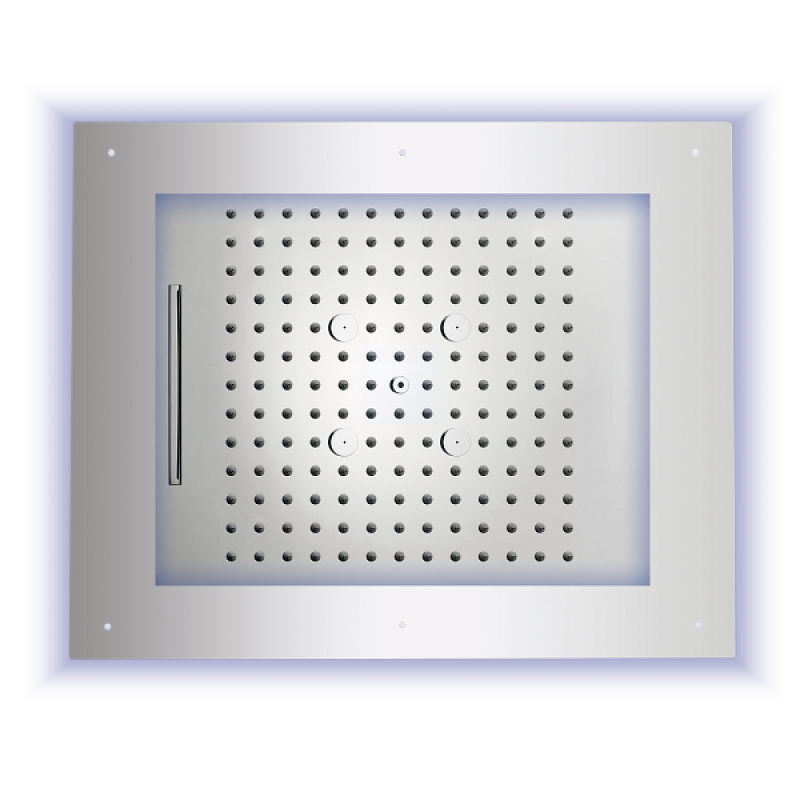 BOSSINI (FRAME/3 RGB LIGHTS) Верхний душ с накладной рамой 600х500 мм, 3 режима, хромотерапия по периметру, для подвесн.потолка, хром (030)