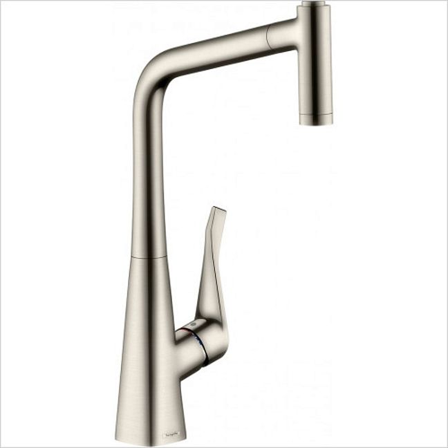 Смеситель для кухни Hansgrohe Talis Select M51 на 1 отв, поворотный излив: 20.8см с вытяжным душем, 1jet, h:22.3см, sBox, кнопка вкл/выкл, цвет: нержавейка