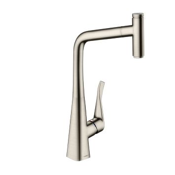 Смеситель для кухни Hansgrohe Metris Select на 1 отв, поворотный излив, цвет: сталь