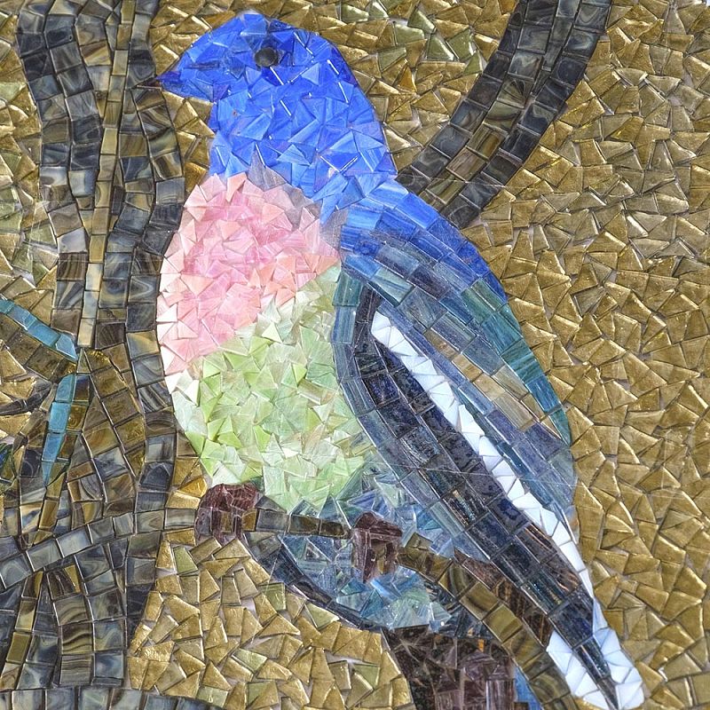 Художественное панно из мозаики серии Murano Specchio Яркие голуби