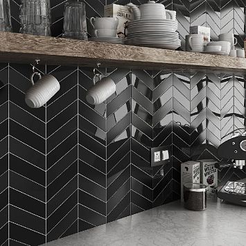 Керамическая плитка Equipe Chevron Wall Black Right 5,2x18,6