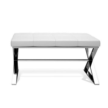 Decor Walther Bench Скамейка 81x41x43см, экокожа, цвет: хром / белый