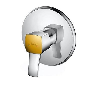 Смеситель для душа Hansgrohe Metropol Classic однорычажный, с рычаговой рукояткой, СМ, внешняя часть, цвет: хром/золото