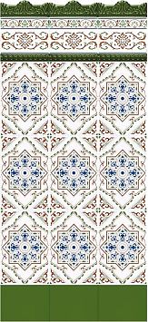 Керамическая плитка Ceramica Ribesalbes Zocalo Cordon Relieve Azul Verde 5x20