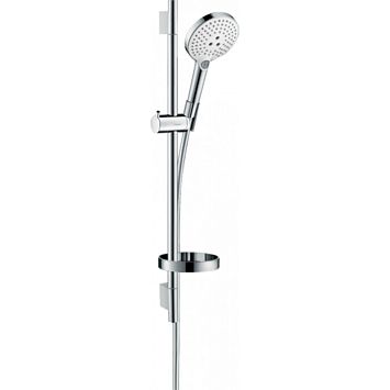 Душевой набор Hansgrohe Raindance Select S: штанга 65см., ручной душ 120, 3jet (Rain, RainAir, WhirlAir), EcoSmart, мыльница, шланг, цвет: белый/хром