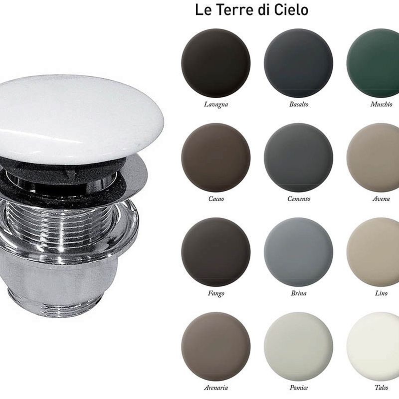 Cielo Донный клапан без перелива, с керамической накладкой, цвет Talco, отделка Cemento