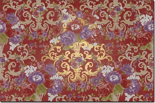 Керамическая плитка Petrachers Primavera Romana Fioritura Oro Su Rosso Luc 65x97,7