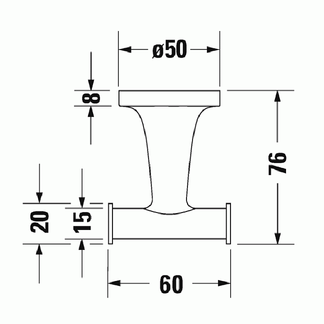 Duravit Starck T Двойной крючок настенный цвет: черный матовый